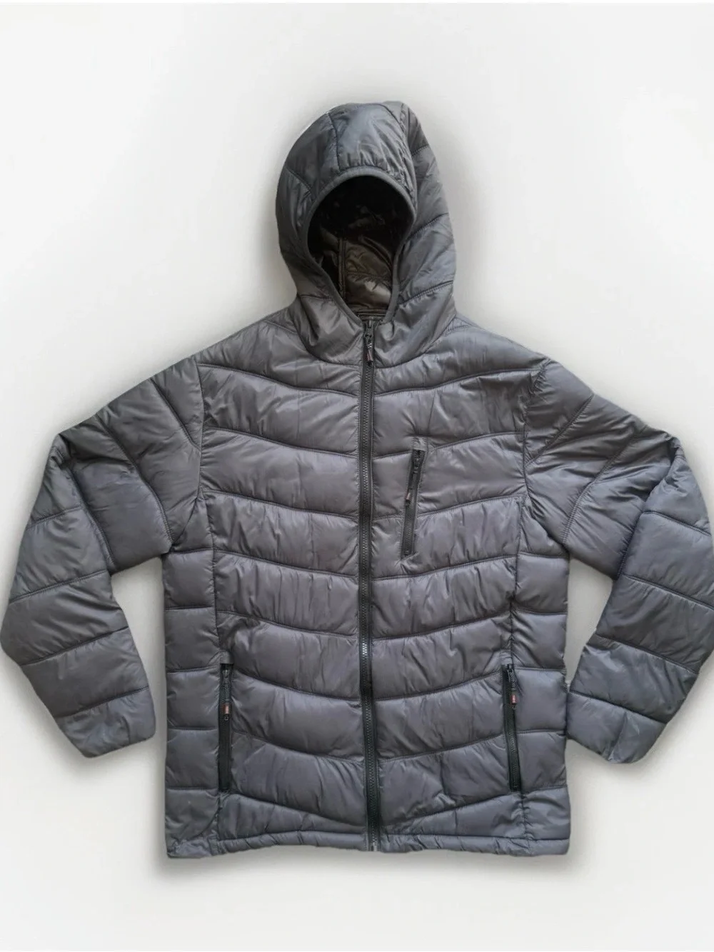 Hawke & Co Men’s S Hooded Quilted Lightweight Puffer Jacket Charcoal Gray EUC